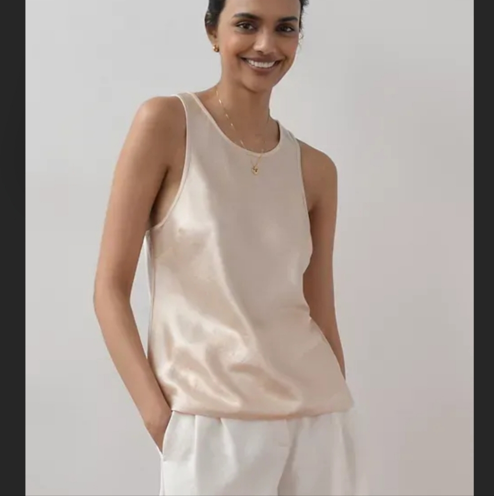 Aritzia Wilfred Barolo Satin Tank Top Sleeveless Nude Summer Shirt Small NWT
